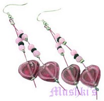 Glass bead hanging earring - click here for large view